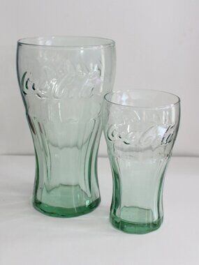 Coca Cola Drinking Glass Green Lot of 2